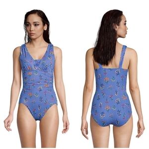 LANDS END 18W Slender Suit Grecian Tummy Control One Piece Bathing Suit